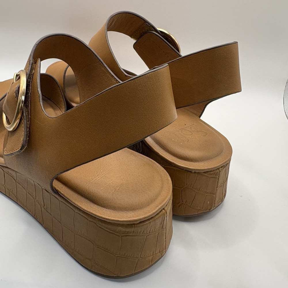 SOFFT FAEDRA Leather Platform Women's Sandals Size 9 Color Luggage - Picture 6 of 8